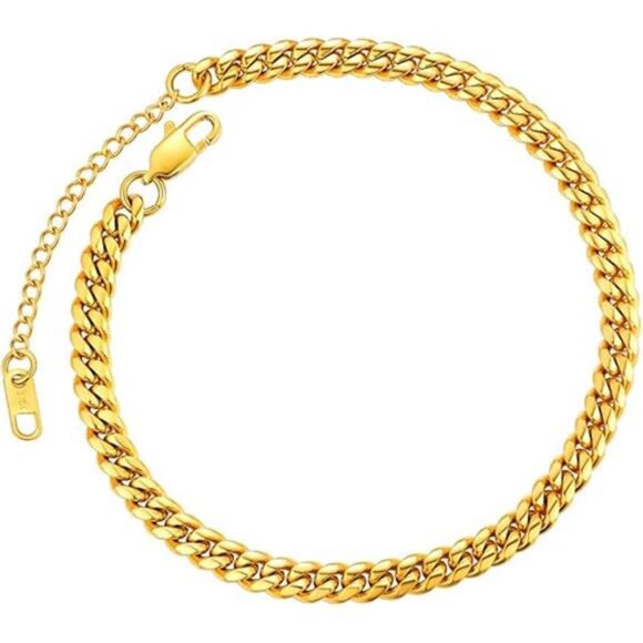 Resizable Anklet Chain for Women Men,Figaro/Wheat/Twist Rope/Cuban Foot Bracelet - Picture 7 of 7